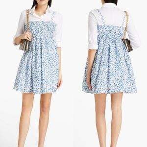 NWT Claudie Pierlot Floral Print Dress Babydoll Mini Blue White 36 FR Small